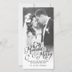 Cartes Pour Fêtes Annuelles Marié et Joyeux jour férié blanc