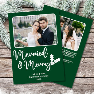 Cartes Pour Fêtes Annuelles Marié et Joyeux marié Première photo de Noël