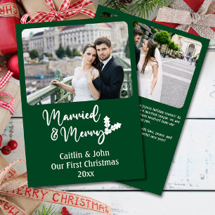Cartes Pour Fêtes Annuelles Marié et Joyeux mariés 1er Noël Vert