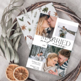 Cartes Pour Fêtes Annuelles Marié et Joyeux Moderne 4 Photo Newled