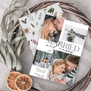Cartes Pour Fêtes Annuelles Marié et Joyeux Moderne 4 Photo Newled