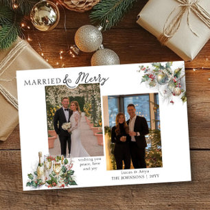 Cartes Pour Fêtes Annuelles Marié et joyeux Nostalgale Holly Photo Noël