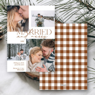 Cartes Pour Fêtes Annuelles Marié et Joyeux Plaid 4 Photo Newborn