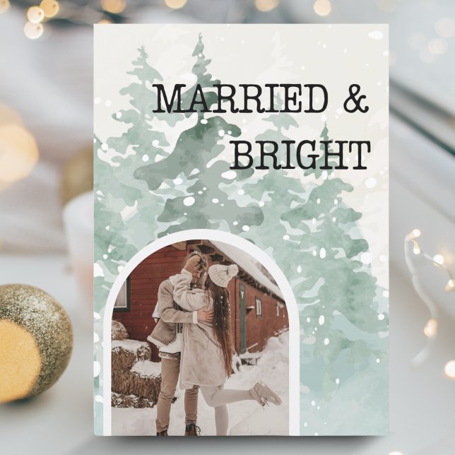 Cartes Pour Fêtes Annuelles Marié et nouveaux mariés brillants aquarelle Noël (Créateur téléchargé)
