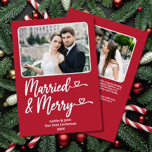 Cartes Pour Fêtes Annuelles Marié Joyer 1er Noël Nouvelle photo Rouge