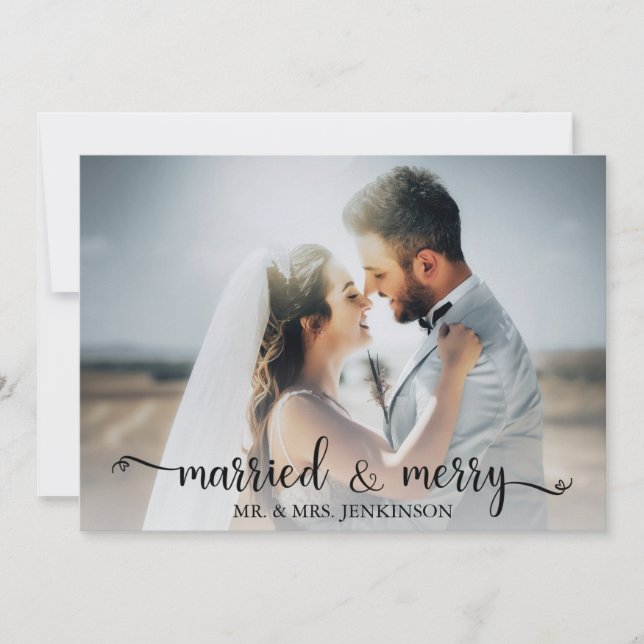 Cartes Pour Fêtes Annuelles Marié & Joyeux (Devant)