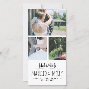 Cartes Pour Fêtes Annuelles Marié & Joyeux Arbre de Noël Whimsical   Trois