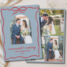 Marié & Joyeux Bleu rouge Noël Mariage