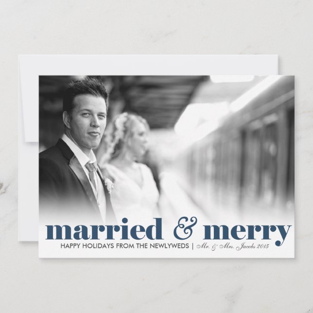Cartes Pour Fêtes Annuelles Marié & Joyeux | MARIAGE | Noël (Devant)