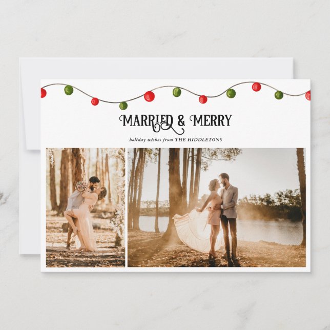 Cartes Pour Fêtes Annuelles Marié & Joyeux Script Noël Simple Photo (Devant)