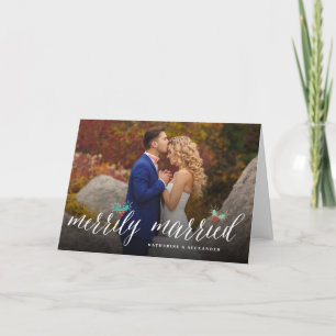 Cartes Pour Fêtes Annuelles Marié Merrily M. Et Mme Première Photo De Noël