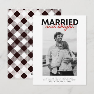 Cartes Pour Fêtes Annuelles Marié Noël brillant photo récemment plaid