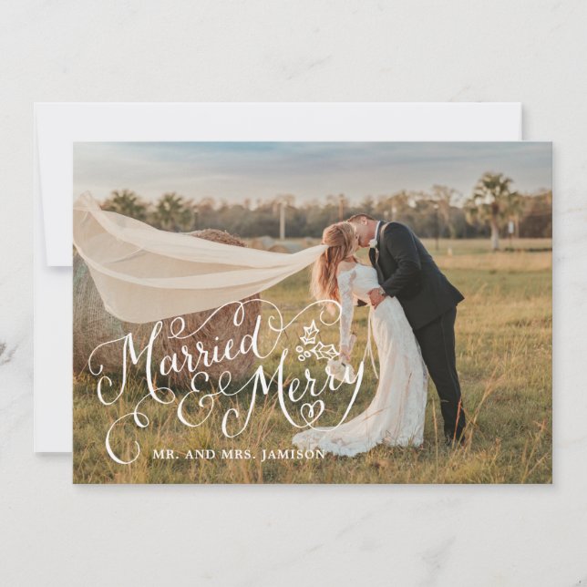 Cartes Pour Fêtes Annuelles Mariée et joyeuse photo (Devant)