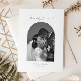 Cartes Pour Fêtes Annuelles Mariés avec joie, photo minimale d'arche en noir e