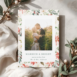 Cartes Pour Fêtes Annuelles Mariés et lumineux Noël floral Nouvellement mariés