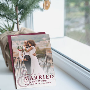 Cartes Pour Fêtes Annuelles Mariés Et Très Joyeux Photo De Mariage Nouvellemen