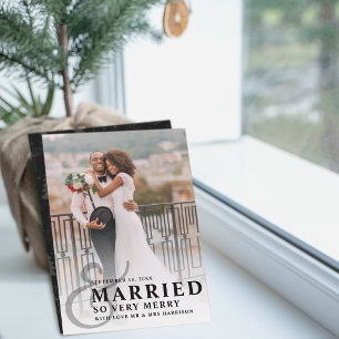 Cartes Pour Fêtes Annuelles Mariés Et Très Joyeux Photo De Mariage Nouvellemen