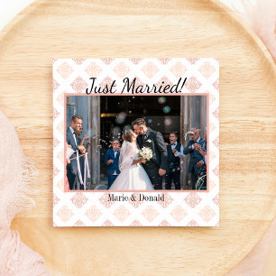 Cartes Pour Fêtes Annuelles Mariés Peach Blush Damassé