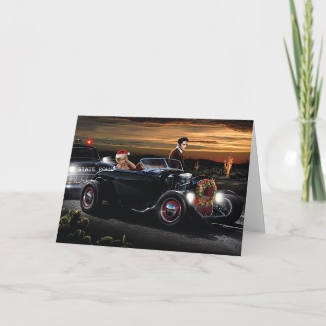 Cartes Pour Fêtes Annuelles Marilyn et Elvis Christmas Joy Ride (Devant)