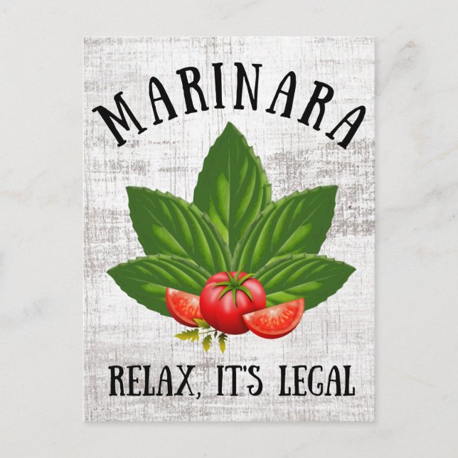 Cartes Pour Fêtes Annuelles Marinara Relax C'est légal Basil Tomate Humour ali (Devant)