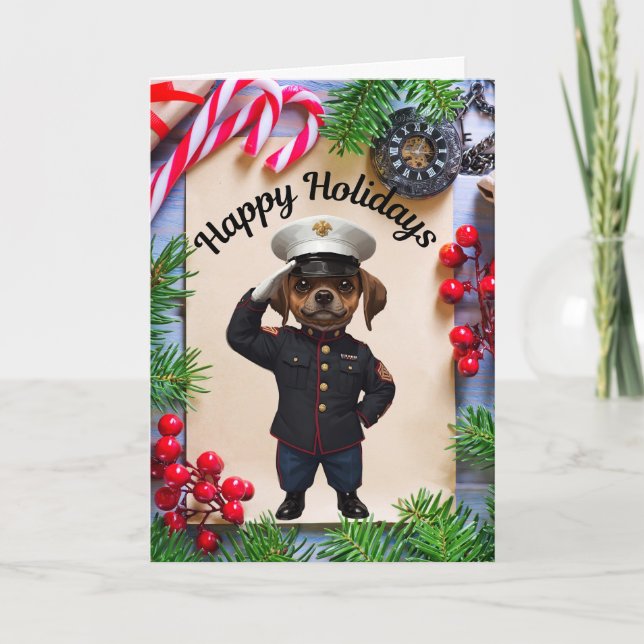 Cartes Pour Fêtes Annuelles marine dog Christmas holiday Folded Holiday Card (Devant)