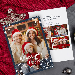 Cartes Pour Fêtes Annuelles Marine moderne bleu 5 photo collage Joyeux Noël