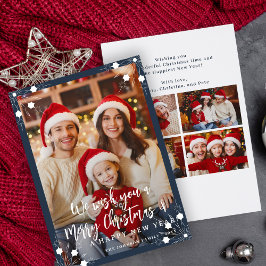 Cartes Pour Fêtes Annuelles Marine moderne bleu 5 photo collage Joyeux Noël