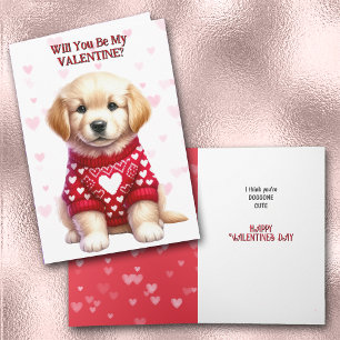 Cartes Pour Fêtes Annuelles Marionnette Golden Retriever mignonne en Saint-Val