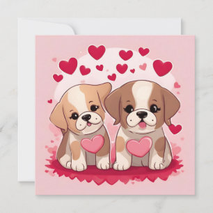 Cartes Pour Fêtes Annuelles Marionnettes de la Saint-Valentin mignonnes avec c