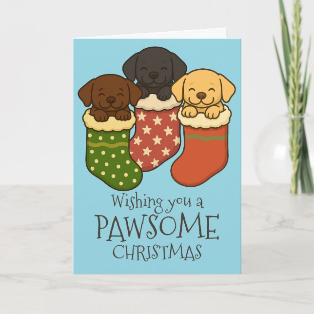 Cartes Pour Fêtes Annuelles Marionnettes du Labrador en stock Noël (Devant)