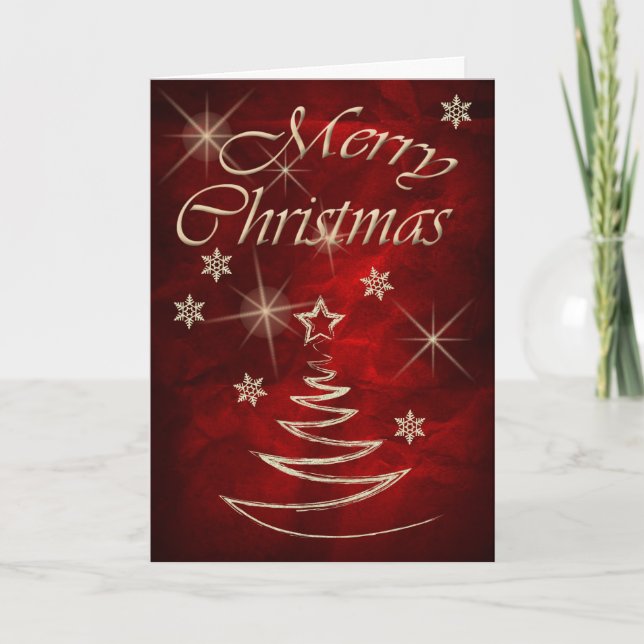 Cartes Pour Fêtes Annuelles Maroon Red Gold Tree Noël (Devant)