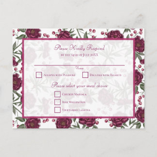 Cartes Pour Fêtes Annuelles Maroon Rose Wedding RSVP
