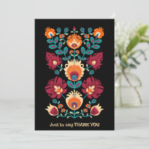 Cartes Pour Fêtes Annuelles Maroon, turquoise et jaune pastel Folk Wycinanki