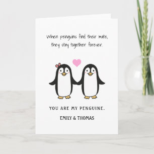 Cartes Pour Fêtes Annuelles marrant pingouin romantique valentine/ anniversair