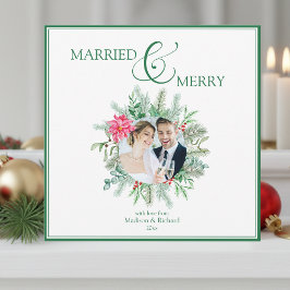 Cartes Pour Fêtes Annuelles Married and Merry Newlywed Christmas