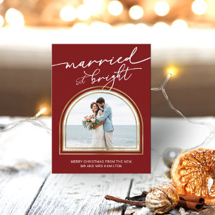 Cartes Pour Fêtes Annuelles Married & Bright Arch Holiday Wedding Announcement
