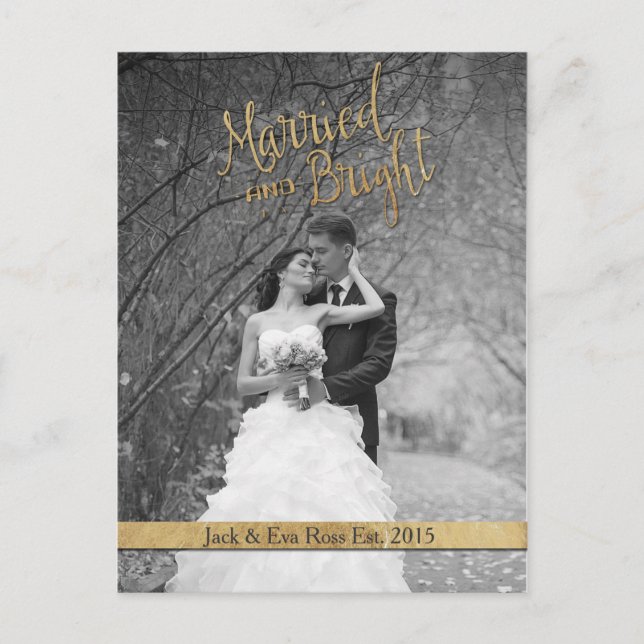 Cartes Pour Fêtes Annuelles "Married & Bright" Custom (Devant)