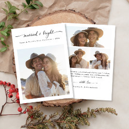 Cartes Pour Fêtes Annuelles Married + Bright Modern Christmas 3 Photo Newlywed