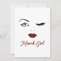 Mars Fille Yeux mignons lèvres rouges Wink Anniver