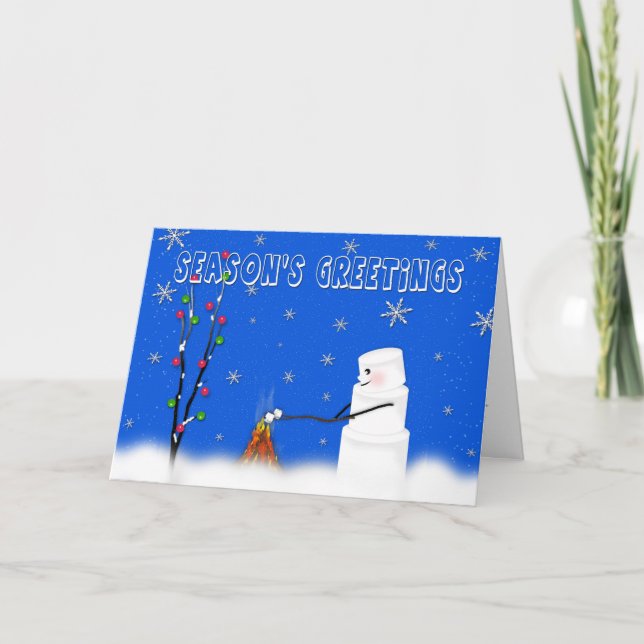Cartes Pour Fêtes Annuelles Marshmallow (Snowman)Bonnes Fêtes-Humour (Devant)