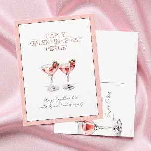 Cartes Pour Fêtes Annuelles Martini à la fraise rose mignonne Saint-Gala