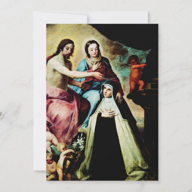 Cartes Pour Fêtes Annuelles Mary Magdalene de Pazzi par Pedro de Moya (Devant)