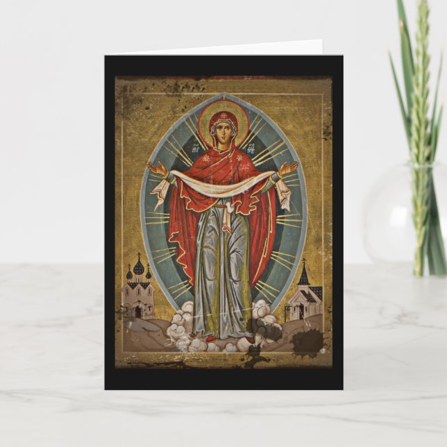 Cartes Pour Fêtes Annuelles Mary Protector Theotokos (Devant)