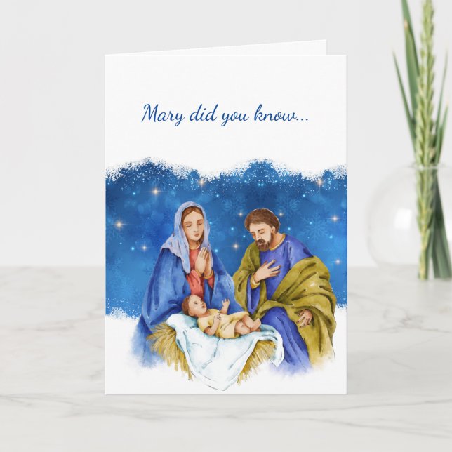 Cartes Pour Fêtes Annuelles Mary Saviez-Vous Chanson Lyrique Jésus Nativité De (Devant)
