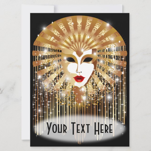 Cartes Pour Fêtes Annuelles Mask de la Fête du Venice Carnival (Devant)
