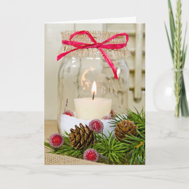Cartes Pour Fêtes Annuelles Mason de Noël Jar (Devant)