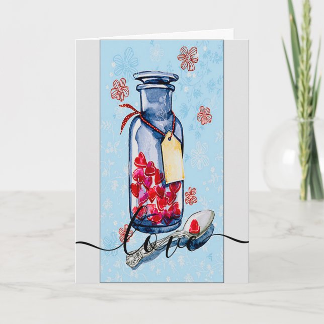 Cartes Pour Fêtes Annuelles Mason Jar de l'amour (Devant)
