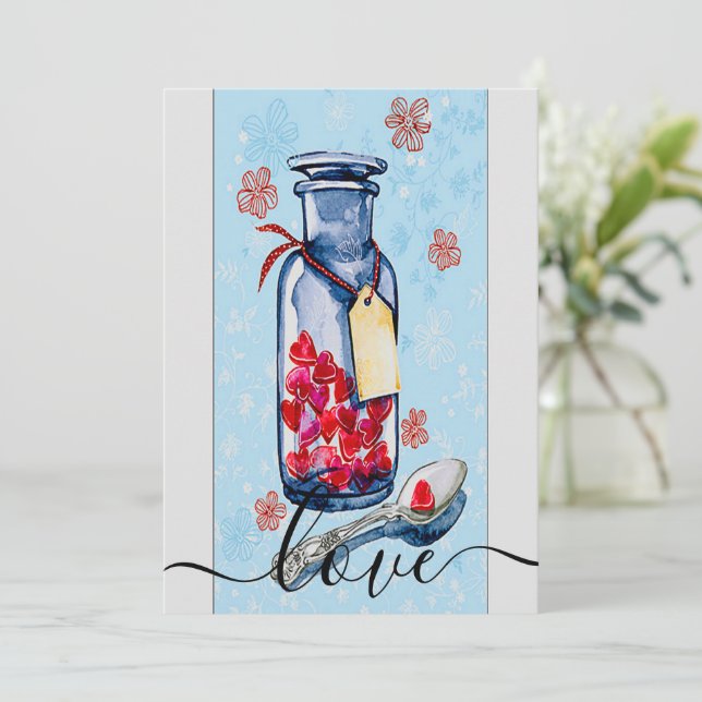 Cartes Pour Fêtes Annuelles Mason Jar de l'amour (Debout devant)