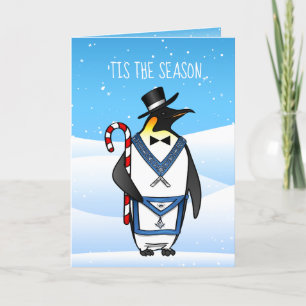 Cartes Pour Fêtes Annuelles Masonic Christmas Cards Freemason Holiday Penguin