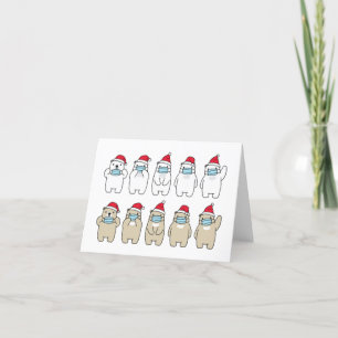 Cartes Pour Fêtes Annuelles Masque de chapeau de Noël de ours mignons